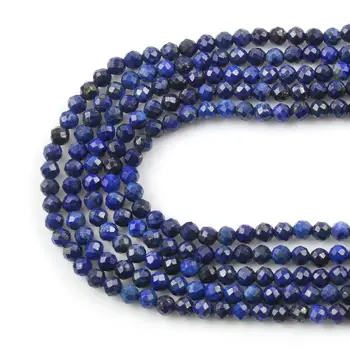 Prírodné Modré Lapis Lazuli Jades Korálky Tvárou Kameň Kolo Voľné DIY Korálky pre Šperky Výrobu Handmade Náramok 15inch 2/3/4 mm