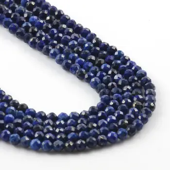 Prírodné Modré Lapis Lazuli Jades Korálky Tvárou Kameň Kolo Voľné DIY Korálky pre Šperky Výrobu Handmade Náramok 15inch 2/3/4 mm