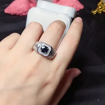 Prírodné sapphire pánske prstene dobrý dizajn atmosféru 925 silver prst prsteň číslo môže byť prispôsobené