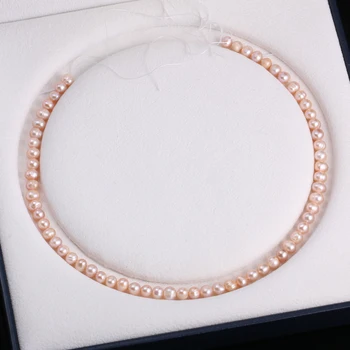 Prírodné Sladkovodné perly umelo Pestované Perly Kolo Prírodné Perly pre Šperky, Takže Náhrdelník Náramok 13 Palcov Veľkosť 6-7mm