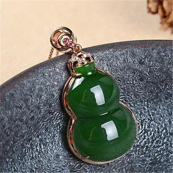 Prírodné Zelené Hetian Jade Tekvica Prívesok 925 Strieborný Náhrdelník Čínsky Vyrezávané Kúzlo Šperky, Módne Amulet pre Ženy Šťastie Dary