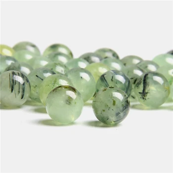 Prírodné Zelené Prehnites crystal korálky Hladké kolo voľné zelené Korálky pre šperky, takže náramok, náhrdelník Prehnites quartz korálky