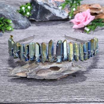 Prírodný Krištáľ Tiara Crystal Kremeň Koruny Crystal Headpieces Morská Víla Svadobné Šperky Hlavový Most