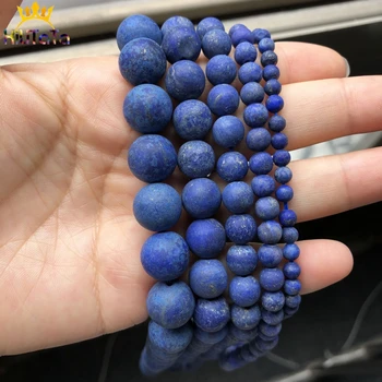 Prírodný Matný Kameň Matný Leštený Lapis lazuli Kolo Voľné Korálky Pre KUTILOV, Šperky, Takže Náramok Príslušenstvo 15