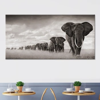 Prírody, Zvierat Žijúcich Slon Plátno Maľovaní Plagátov Vytlačí Wall Art Obrázky Pre Obývacia Izba Domov Cuadros