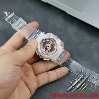 Príslušenstvo hodinky pre Casio BABY-G BA-110 111 112 120 34A živice transparentné silikónové gumy popruh prípade