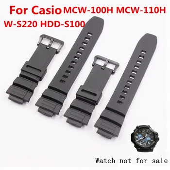 Príslušenstvo hodinky Pre Casio W-S220 HDD-S100 MCW-100H MCW-110H Živice Popruh pánske Hodinky Remienok