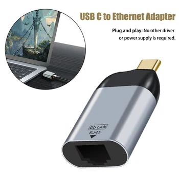 Príslušenstvo Plug And Play USB C K Ethernet Adaptér Hry Sivá Cestovné 1-Gigabit Hliníkovej Zliatiny Sieťový Rozbočovač Pre Thunderbolt 3