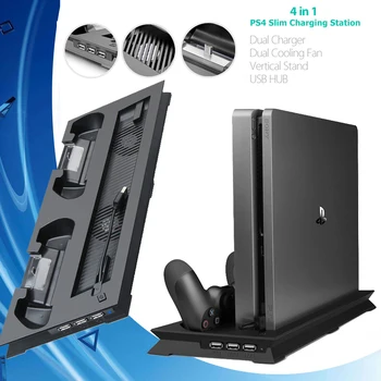 PS4 Slim Zvislý Stojan s Chladičom, Chladiaci Ventilátor Gamepad Nabíjačku Nabíjací Dock Stanica pre Sony Playstation 4 Slim PS 4 Hier