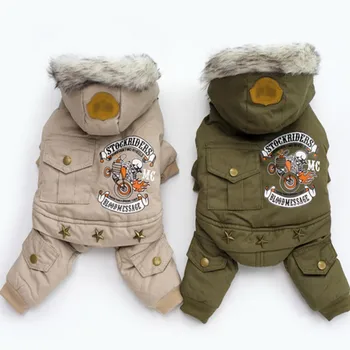 Psa Oblečenie V Zime Teplý Pes Zelený Kabát Jumpsuit Zahustiť Pet Oblečenie Pre Yorkshire Teddy Psov Kostým Šteňa Oblečenie Bundy
