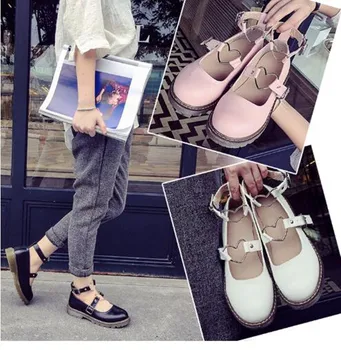 PU kožené srdce-tvarované dámske topánky loli cos Japonský lovelive študent cosplay topánky kawaii dievča jk jednotné lolita topánky