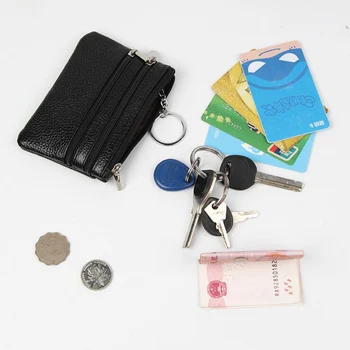 PU Kožené Ženy Gazdiná Prenosné Business Kreditnej Karty Držiteľ Malé Tlačidlo Peňaženky Mincu Puzdro Zmeniť Peniaze Prípade Krúžok na kľúče
