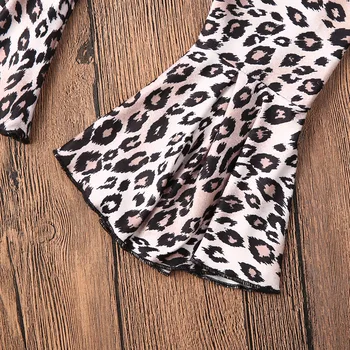 Pudcoco Batoľa, Dieťa Dievča Oblečenie Letné Lietať Rukáv Pevné Farebné Topy Leopard Tlač Dlhé Nohavice 2ks Oblečenie Oblečenie Sunsuit