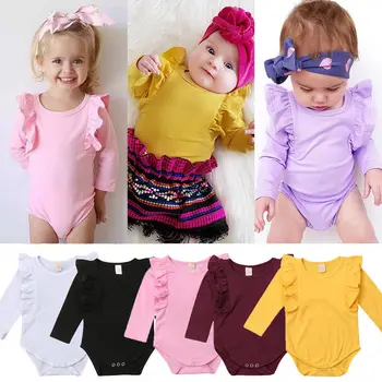 Pudcoco Dievča Kombinézach 0-24M UK ZÁSOB Novorodenca Dievča Prehrabať Romper Jumpsuit Jeseň Oblečenie, Oblečenie