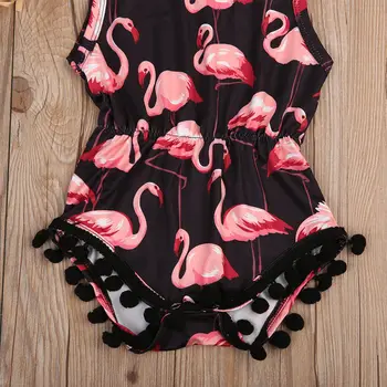 Pudcoco Oblečenie Pre Dievča, Batoľa, Dieťa Dievča Bavlna Hairband Romper Jumpsuit Oblečenie Flamingo Sunsuit