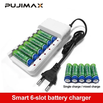 PUJIMAX 6 Otvorov Batérií, Nabíjačky AA / AAA Ni-MH / Ni-Cd Batérie Nabíjateľné Batérie EÚ Plug univerzálna nabíjačka batérií