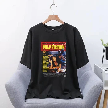 Pulp Fiction Filmu, Módy Unisex Tričko Estetické Hip Hop T Shirt Mužov Streetwear Harajuku Vintage Nadrozmerná T-Shirt
