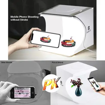 PULUZ 20 cm Miniatúrne Prenosné Difúzor Softbox Lightbox S LED Light Box pre Fotografovanie Fotografovanie Pozadí Photo Studio Box