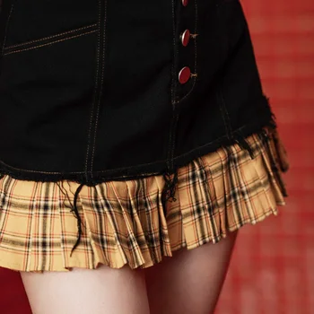 PUNK RAVE Dievča je Gotický na Zips Dvojité Vrstvený Asymetrické Lem Sukne Punk Sexy Ženy, Skladaný Kockované Sukni