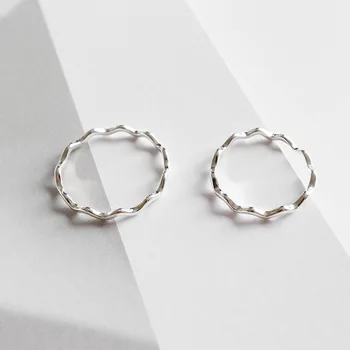 Pure 925 Sterling Silver Ring Módne Jednoduché Krivky Vlna Krúžok Tenké Geometrické prst Prsteň Pre Ženy Šperky Anti Alergie