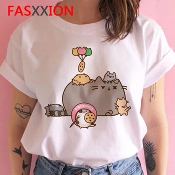 Pusheen mačka kawaii t shirt ženy harajuku kórejský zábavné Bežné tričko žena ulzzang Grafické tlače tričko krátky rukáv top