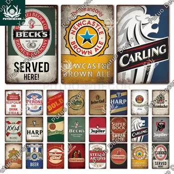 Putuo Dekor European Beer Vintage Kovové Prihlásiť Tin Prihlásiť Dekoratívne Plakety Bar, Pub Muž Jaskyňa Klub Dekor Dekorácie