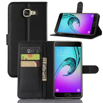 Puzdro pre Samsung Galaxy A9 ( 2016 ) Peňaženky karty stentu prípadoch Lichee Flip kožený Kryt čierny Prípade 910 A9 A910 SM A9100 2016A9