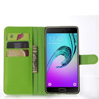 Puzdro pre Samsung Galaxy A9 ( 2016 ) Peňaženky karty stentu prípadoch Lichee Flip kožený Kryt čierny Prípade 910 A9 A910 SM A9100 2016A9