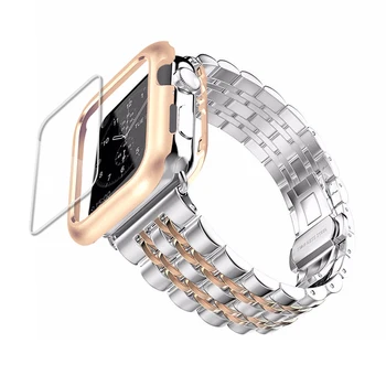 Puzdro+Pútko Pre Apple Hodinky kapela 42mm 38mm apple hodinky 4 3 5 iwatch kapela correa Nehrdzavejúcej Ocele pulseira Motýľ watchband