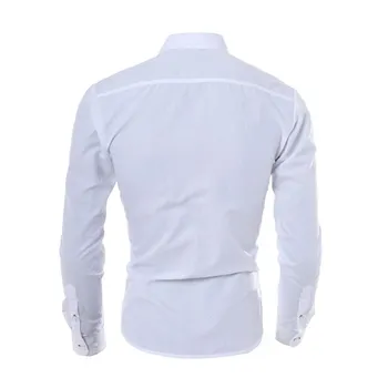 Pád Oblečenie Muži Móda Business Tričko Dlhý Rukáv Slim Kráľovská Modrá Biela Farbou Jeseň Oblečenie XXL
