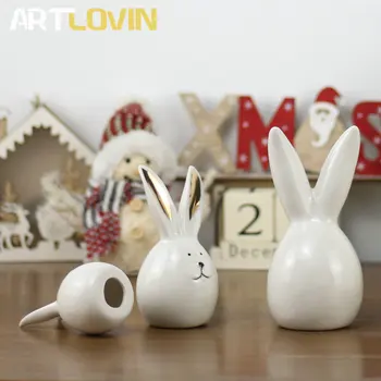 Pán & Ms Králik Údaje Nový Rok Domova Keramické Figúrky Zvierat Miniatúry Vianočné Domáce Dekorácie Zlatenie Ornament