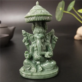 Pán Ganeš Socha Budhu Slon Boh Plastiky, Figúrky Muž-vyrobené z Jade Kameňa Remesiel Domov Záhradné Dekorácie Sôch Budhu