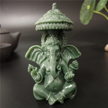 Pán Ganeš Socha Budhu Slon Boh Plastiky, Figúrky Muž-vyrobené z Jade Kameňa Remesiel Domov Záhradné Dekorácie Sôch Budhu
