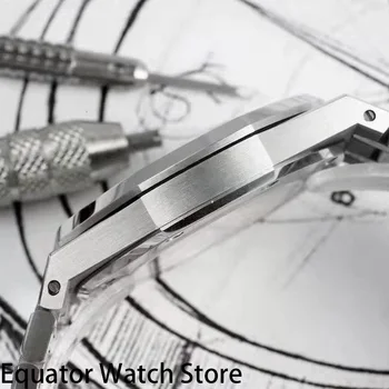 Pánske Automatické Mechanické Hodinky 41mm Modrý Ciferník z Nerezovej Ocele Sapphire Crystal Mužov Nepremokavé Svetelný Náramkové hodinky Muž Hodiny