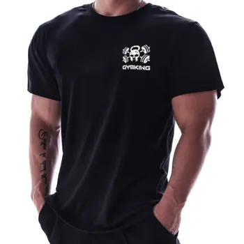 Pánske Bežecké Športové Bavlnené tričko Gym Fitness Kulturistika Slim t shirt Muž Jogging Training Tee Topy Značky Tlač Oblečenie