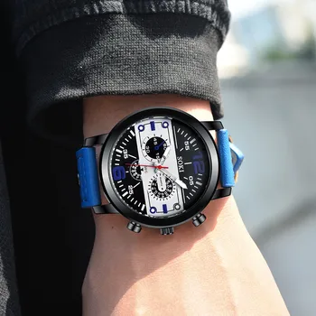 Pánske hodinky Pár Kožený pásik, Analóg Kremeň Kolo Business Náramkové Hodinky Muž hodinky pánske 2020 relogios masculinos