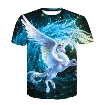 Pánske letné osobné zviera tlače T-shirt módne mužov a žien bežné 3D dolphin kolo golier T-shirt