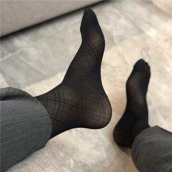 Pánske Ponožky Ultra Tenké Hodváb Ponožky Pánske Formálne Šaty, Oblek Ponožky Sexy Transparentné Obyčajné Ponožky Erotické Muž Obchodné Šaty Ponožky