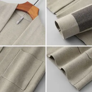 Pánske svetre jeseň kontrastné farebné koberčeky pletený sveter pánske kabát trend tvaru mužov nosiť sveter