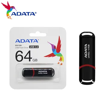 Pôvodné ADATA USB 3.2 Flash UV150 16GB 32GB 64GB 128 GB Vysoká Rýchlosť Mini Prenosné Tlačidlo kl ' úč S ozdobná šnúrka na uniforme USB Disku Pre PC
