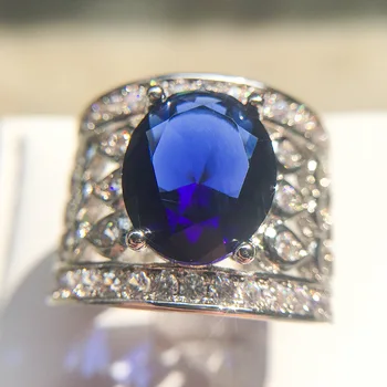 Pôvodné cena Obrovský Morganite Povrchu Veľký prsteň S modrým White Crystal Zirkón 925 sterling silver Ring Pre Ženy, Veľkosť 6 7 8 9 10
