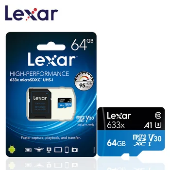 Pôvodné Lexar Micro sd card High-Výkon 95mb/s 633x 64 g Čítačka Pamäťových Kariet UHS-I kartami Pre Drone Gopro Dji Šport Videokamera
