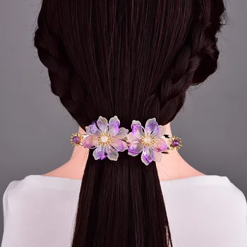 Pôvodné Nádherné Fialové Farebné Glazúry Petal Sponky Do Vlasov Temperamentného Elegantné Crystal Kvet Vlasy Šperky Dôstojný Pohodlné