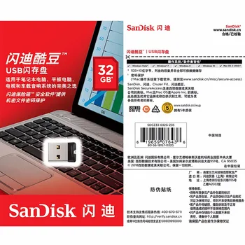 Pôvodné SanDisk Super Mini USB Flash Disk 64 GB USB 2.0 Cruzer Fit CZ33 Pero Disk 32GB Memory Stick 16 GB 8 GB 4 GB kl ' úč
