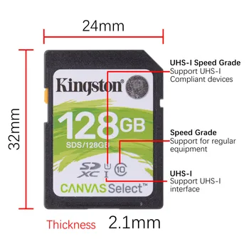 Pôvodné SD Karta Kingston 128GB 64 GB 32 GB, 16 GB pamäťovú kartu Class10 cartao memoria SDHC SDXC uhs-i HD video carte sd Pre Kameru