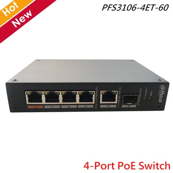 Pôvodný 4-Port, PoE Switch Široký pracovná teplota dizajn Vrstva dve Tvrdené PoE switch PFS3106-4ET-60 Dual záložné napájanie