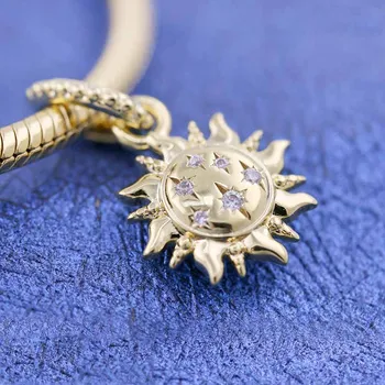 Pôvodný Lesk Šumivé Slnka S Krištáľovo Prívesok Korálky Fit 925 Sterling Silver Perličiek Kúzlo Náramok Náramok Diy Šperky