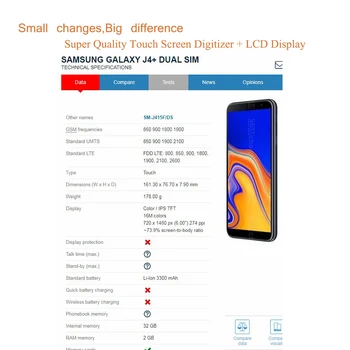 Pôvodný Pre Samsung Galaxy J4+ 2018 J4 Plus J415 J415F J410 J6 Prime J6 Plus 2018 J610 LCD Displej Dotykový Displej Snímač Montáž
