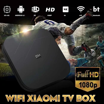 Pôvodný Xiao Mi TV Box S EÚ Plug 4K HDR Android TV 8.1 Ultra HD 2G 8G WIFI Google Cast Netflix-IPTV Set-top Box Media Player