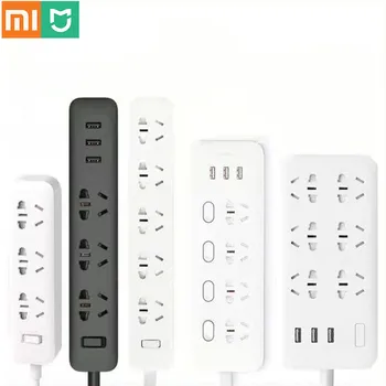 Pôvodný Xiao Mijia Smart Power Strip 3 2A Rýchle Nabíjanie USB Porty + 3 Zásuvky Xiao Xiaom MI Smart Home-Čierna S Adaptér